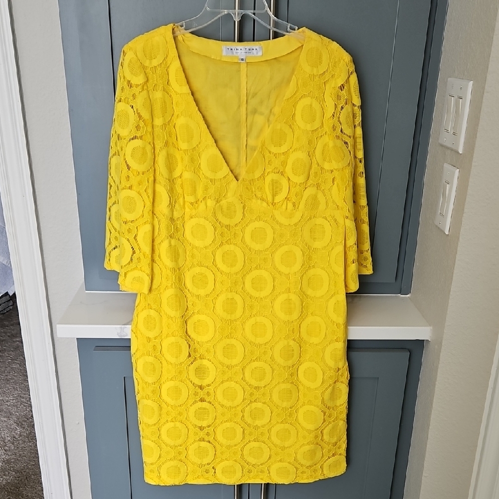 Trina Turk Yellow  V-Neck Dress